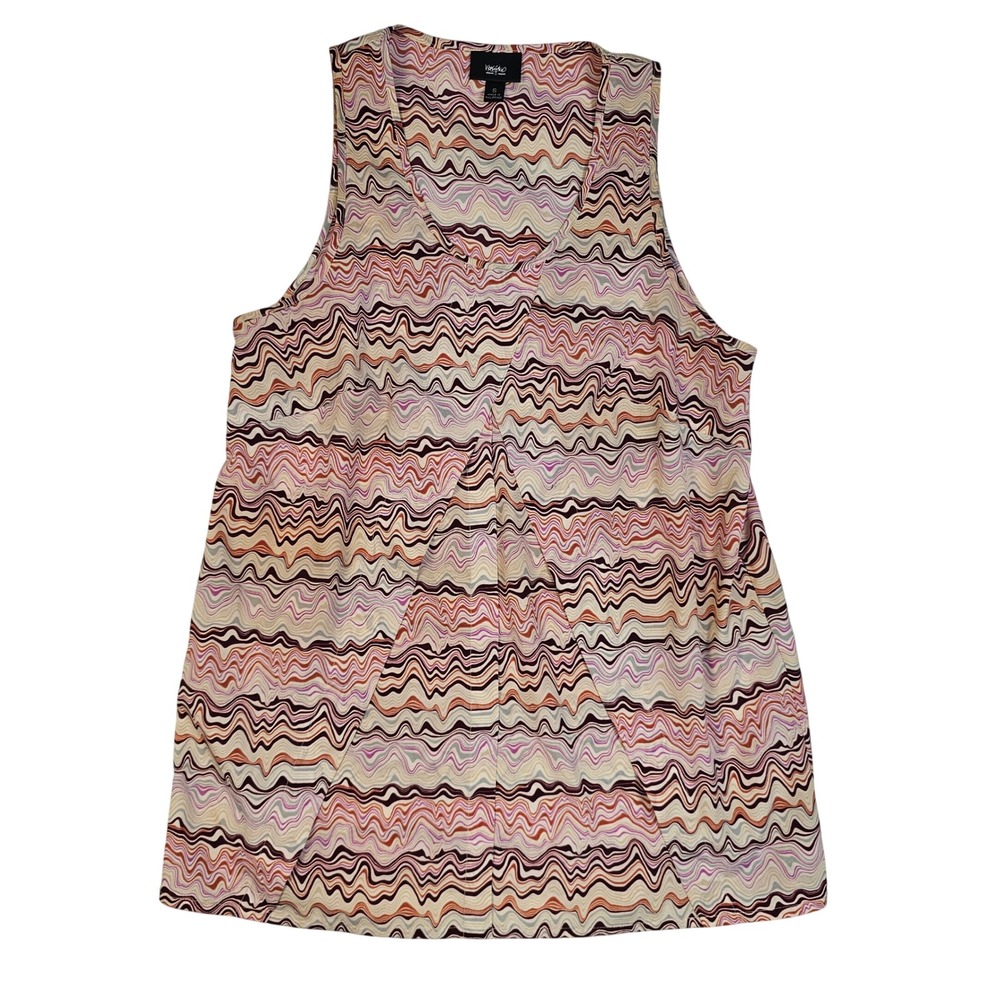 Mossimo Womens Small Multicolor Wavy Chevron V-Neck Sleeveless Blouse Tank Top